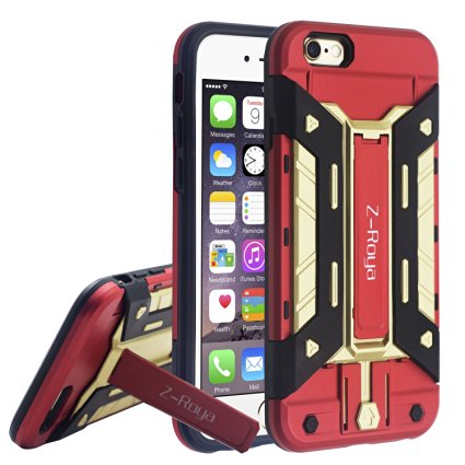 iPhone 6s Case,Z-Roya [Wallet Card Slot][Kick-Stand][Ultra Armor]Triple Layer Hybrid Case With Card Slot Slide & Kickstand for iPhone 6&6s 4.7"-CJXA06R-Red