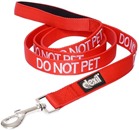 Dexil Limited DO NOT PET Red Color Coded 2 4 6 Foot Padded Dog Leash Prevents Accidents by Warning Others of Your Dog in Advance