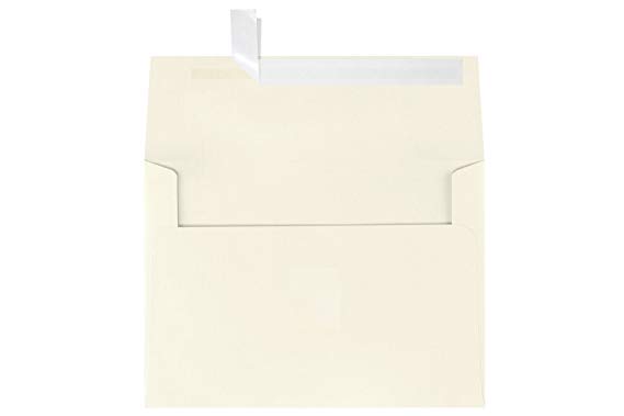 LUXPaper A7 Invitation Envelopes for 5 x 7 Cards in 80 lb. Natural Linen, Printable Envelopes for Invitations, w/Peel and Press Seal, 50 Pack, Envelope Size 5 1/4 x 7 1/4 (Cream)