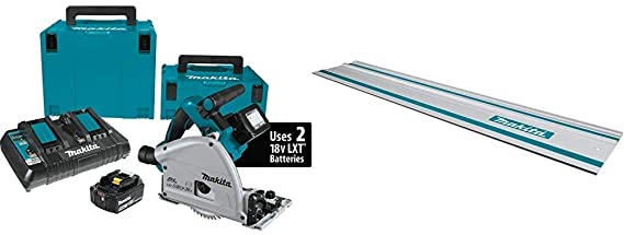 Makita XPS01PTJ 18-Volt X2 LXT Lithium-Ion (36V) Brushless Cordless 6-1/2 inch Plunge Circular Saw Kit (5.0Ah) with 199140-0 39 inch Guide Rail