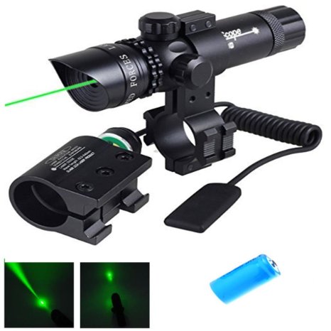Rifle Sight,WNOSH Tactical Power 532nm Green Dot Laser Scope 3 Modes Zoomable with Picatinny Rail Mount Barrel Mount Rechargeable Cr123a Battery