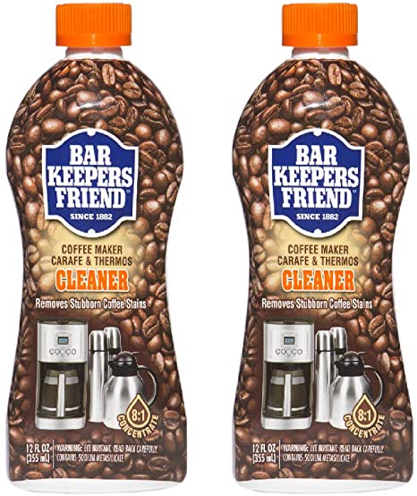 Bar Keepers Friend Coffee Maker Cleaner (12 oz) - Removes Oily Residue, Tannins and Stains - For Single-Cup and Automatic Drip Coffee Makers and Espresso Machines (2)