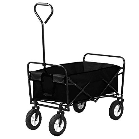 Oypla Black Heavy Duty Foldable Garden Trolley Folding Cart Wagon Truck Wheelbarrow