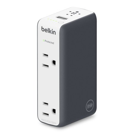 Belkin Dual-Outlet Travel Rockstar Surge Protector with Two AC Outlets and 3000 mAh Battery Pack BST301tt