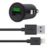 Belkin Apple MFi Certified Car Charger with Lightning Cable for iPhone 6S  6S Plus iPhone 6  6 Plus iPhone 5  5S  5c iPad Pro iPad 4th Gen iPad Air 2 iPad Air iPad mini 4 iPad mini 3 iPad mini 2 and iPad mini 21 Amp  10 Watt Black