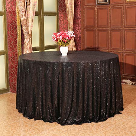 Eternal Beauty Sequin Tablecloth Sequin Table Linen 48quotRound Black