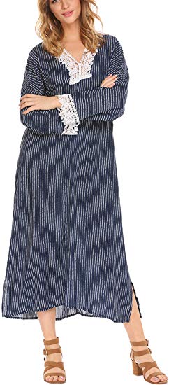 Zeagoo Fashion Women Sack Dress Backless Maternity Dress Baggy Casual Loose Long Maxi Dress