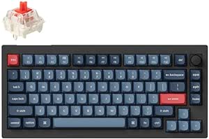 Keychron V1 Max Wireless Custom Mechanical Keyboard, QMK/VIA Programmable 75% Layout Bluetooth 5.1/2.4 GHz/Wired RGB with Hot-swappable Gateron Jupiter Red Switch Compatible with Mac Windows Linux