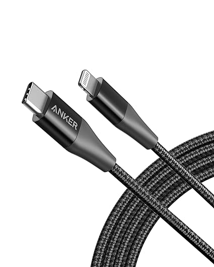 ANKER MFi Certified Type C to Lightning Cable 100W, Braided 6ft Black, Super Fast iPhone Charging Cable (50% Charge in 30 mins), Data Sync Compatibility & Power Delivery (PD)