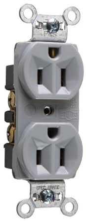 Legrand Pass & Seymour CRB5262GRYCC12 15 Amp Construction Specification Grade Duplex Receptacle Outlet, Back and Side Wire, Gray (1 Count)