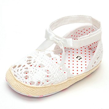 M2cbridge Infant Baby Soft Sole Non-slip Summer Floral Sandals (12-18 Months, Knitted White A)