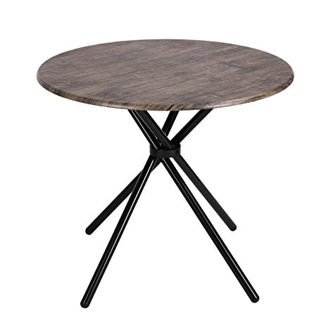 Kitchen Dining Table Industrial Brown Round Mid-Century Wood Coffee Table Office Home Easy-Assembly 35.4x35.4x29.5 Inches for for Living Drawing Receiving Room