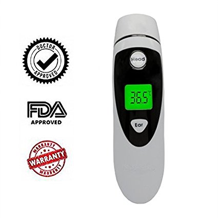 Firhealth Forehead Thermometer, Non Contact Infrared Digital Fever Thermometer for Baby, Adult and Elderly Professional Precision And Medical Accuracy Fever Alarm, CE and FDA Approved, Black