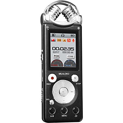 Professional Voice Recorder MILALOKO Double Mic HD Voice Activated Wireless Recording 8GB Noise Cancelling Metal Casing Digital Audio Dictaphone PCM Recording Device