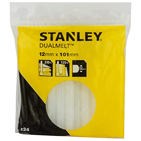 STANLEY 1-GS20DT 100mm/4''x11.3mm Dual Temperature Glue Stick for Bonding Wood,Leather,Rubber,Suede,Paper (Pack of 24)