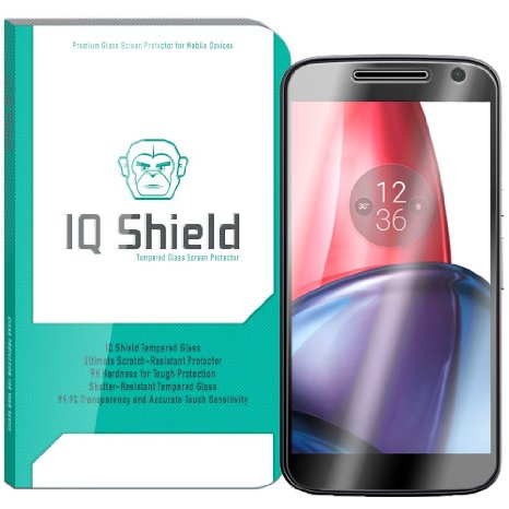 Moto G4 Screen Protector, IQ Shield® Tempered Ballistic Glass Screen Protector for Motorola Moto G4 - 99.9% Transparent HD and Anti-Bubble Shield - with Lifetime Warranty