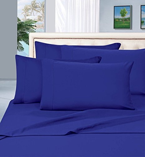 Thread Spread 100% Egyptian Cotton - 500 Thread Count 4 Piece Sheet Set- Color Royal Egyptian Blue,Size Queen - Fits Upto 18'' Deep Pocket