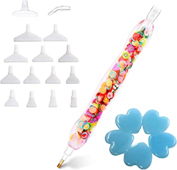 Diamond Painting Pen, Diamond Art Pen, Diamond Painting Drill Pen Stylus, Resin Diamond Painting Art Gem Rhinestone Picker Tool Pen Kit Accessories Nail Art Embroidery with Waxes Tips Fruit