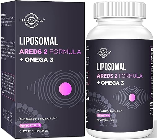 All-in-one Liposomal AREDS 2 Eye Vitamins with Omega 3 and Lower Zinc, Supports Adults Eye Health Vitamin for Vision Protection