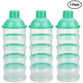 Accmor Baby Milk Powder Formula Dispenser, Non-Spill Smart Stackable Baby Feeding Travel Storage Container, BPA Free, 5 Compartments,3 Pack