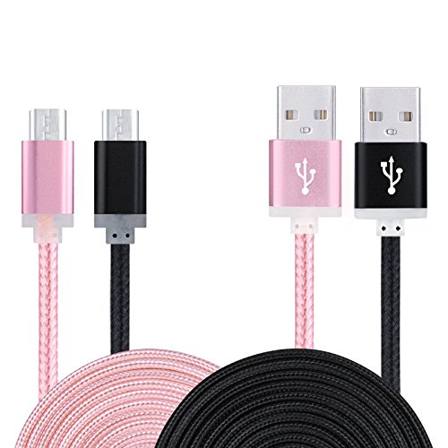 USB Cable, FiveBox 2-Pack Premium Nylon Braided 6FT USB 2.0 A Male to Micro B Charger Cable for Android, Samsung Galaxy S7, S7 Edge, S6, Note 5, HTC, LG, Sony, Blackberry and More Android Device