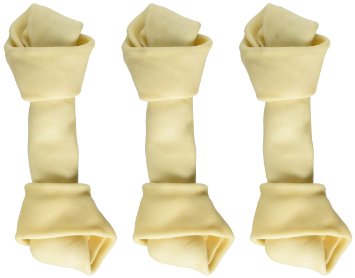 Healthy Beefhide trusted made in the USA Rawhide bone Dog treat pack of 3. Size: 9 inches