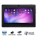 Alldaymall A88X 7 inch Quad Core Google Android 44 KitKat Tablet PC  HD Dual Camera 1024x600 HD Display 8GB Nand Flash Bluetooth Google Play Pre-load 3D Game Supported Black