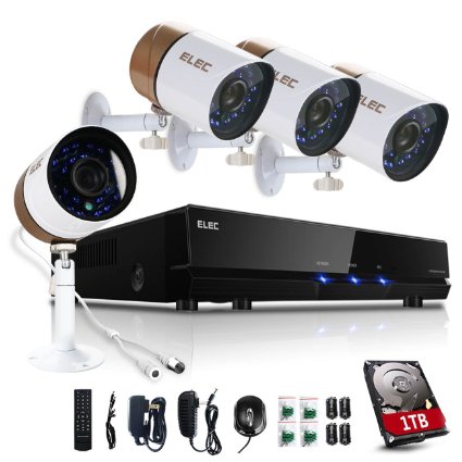 ELEC 8 Channel 960H DVR System with 4 HD Indoor/Outdoor Security Cameras & 1TB HDD