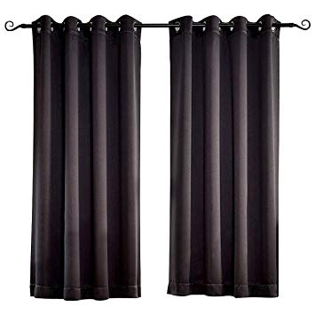 MYSKY HOME Solid Grommet top Thermal Insulated Window Blackout Curtains for Living Room, 52 by 63 inch, Dark Grey (1 Panel)