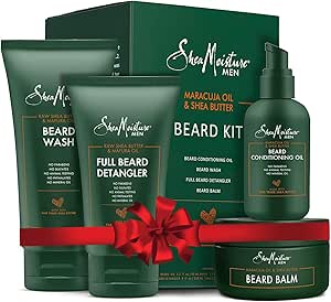 Shea Moisture Complete Beard Kit | All Natural Ingredients | Maracuja Oil & Shea Butter | Beard Balm | Beard Conditioning Oil | Beard Wash | Beard Detangler