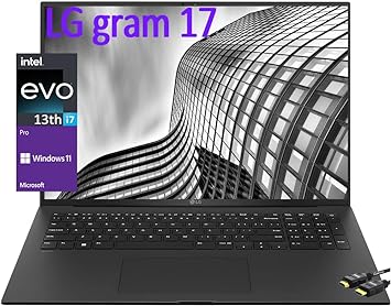 LG 2023 Gram 17 Ultra Lightweight Business Laptop,13th Intel Evo Platform 12-Core i7-1360P,17.3'' IPS WQXGA (2560x1600) 16:10 Display,80Wh Battery,Backlit KB,WiFi 6E,Win11 PRO(16GB|2TB SSD) Black