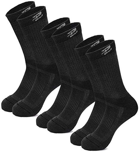 Bloggerlove Merino Wool Socks 3 Pairs Black Winter Warm Athletic Hiking Running Cycling Socks for Men & Women