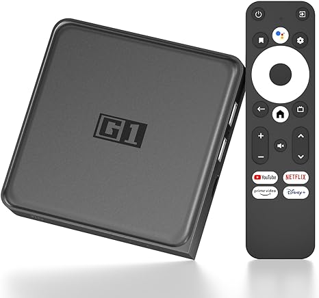 Android 11.0 TV Box,G1 Smart TV Box Netflix Google Certified,4 32GB Streaming Player,Ultra 4K HDR 10 /Dolby Vision/Dolby Audio,Wi-Fi 6,Ethernet,BT 5.0,AV1,Google Assistant,Amlogic S905X4