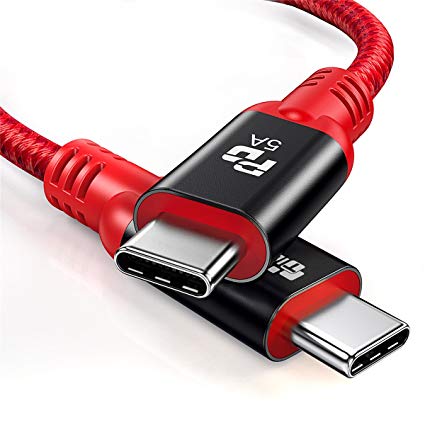 TIEGEM USB Type C 3.1 Gen 2 Cable (100W/10Gbps) USB C to USB-C Cable USB-IF TID interface Type-C PD Cable E-marker Power Delivery Wire For MacBook Pro Galaxy S9 S9 Plus OnePlus 6 (Red, 6.6ft)