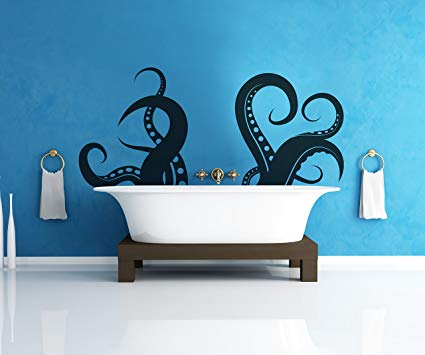Giant Octopus Tentacles Wall Decal Sticker - Black, 27" x 60". Great for Living Room, Bathroom or Bedroom decor. #OS_MB316