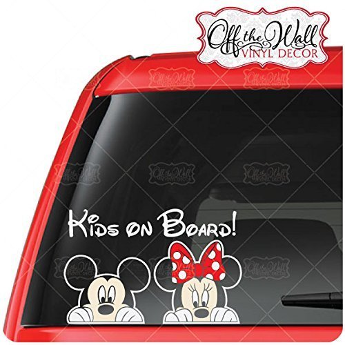 Mickey & Minnie Peeking "Kids on Board" Sign Vinyl Decal Sticker for Cars / Trucks