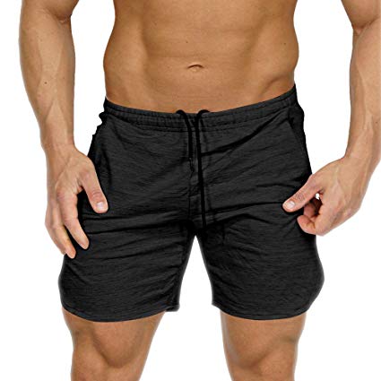 EVERWORTH Men's Gym Workout Shorts Running Short Pants Fitted Training Bodybuilding Jogger with Zipper Pockets 3 Colors