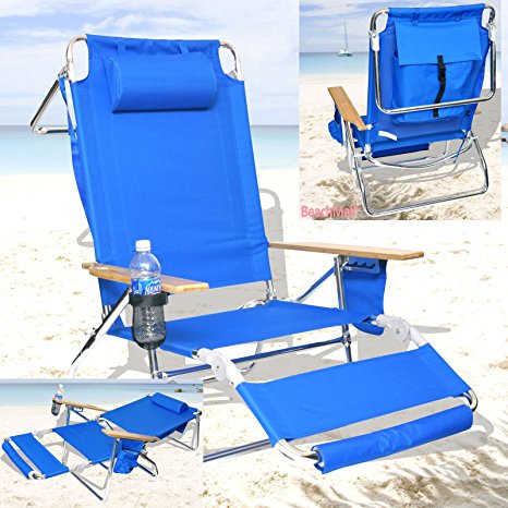 BeachMall Beach Chair with Drink Holder and Storage Pouch