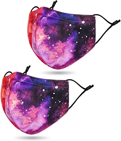 Face_Madks Washable and Reusable Mouth Cover,2 Pcs_Galaxy Red