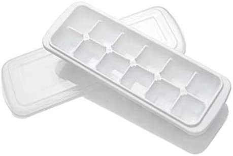 Ice Cube Trays, Traditional White Ice Tray with Lid, 12 Cube