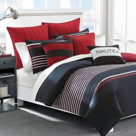 Nautica Mineola Cotton Comforter Set, Full/Queen, Red/Blue