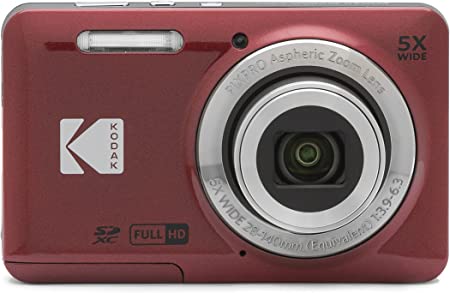 KODAK PIXPRO Friendly Zoom FZ55-RD 16MP Digital Camera with 5X Optical Zoom 28mm Wide Angle and 2.7" LCD Screen (Red)