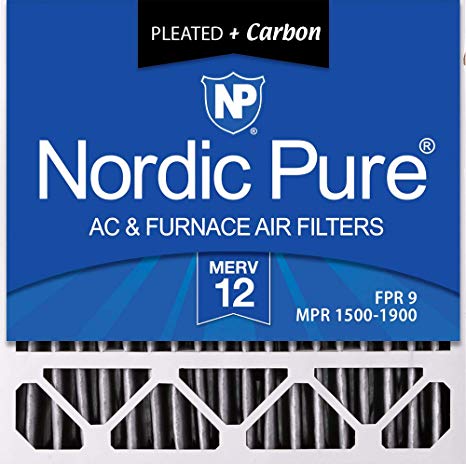 Nordic Pure 20x20x5HPM12C-2 Honeywell Replacement Pleated MERV 12 Plus Carbon Filter (2 Pack), 20 x 20 x 5"