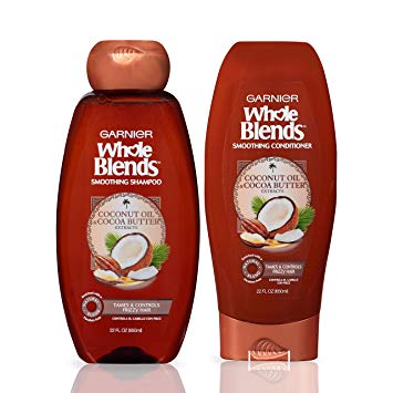 Garnier Hair Care Whole Blends Smoothing Coconut Oil and Cocoa Butter Extracts Shampoo and Conditioner, For Frizzy Hair, 22 Fl Oz, 1 Kit