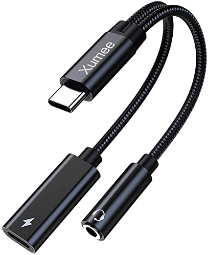 USB Type C to 3.5mm Headphone and Charger Adapter,2-in-1 USB C to Aux Audio Jack Hi-Res DAC and Fast Charging Dongle Cable Cord Compatible with Pixel 4 3 XL, Galaxy S20 S20  S10 Plus Note 20 (Black)