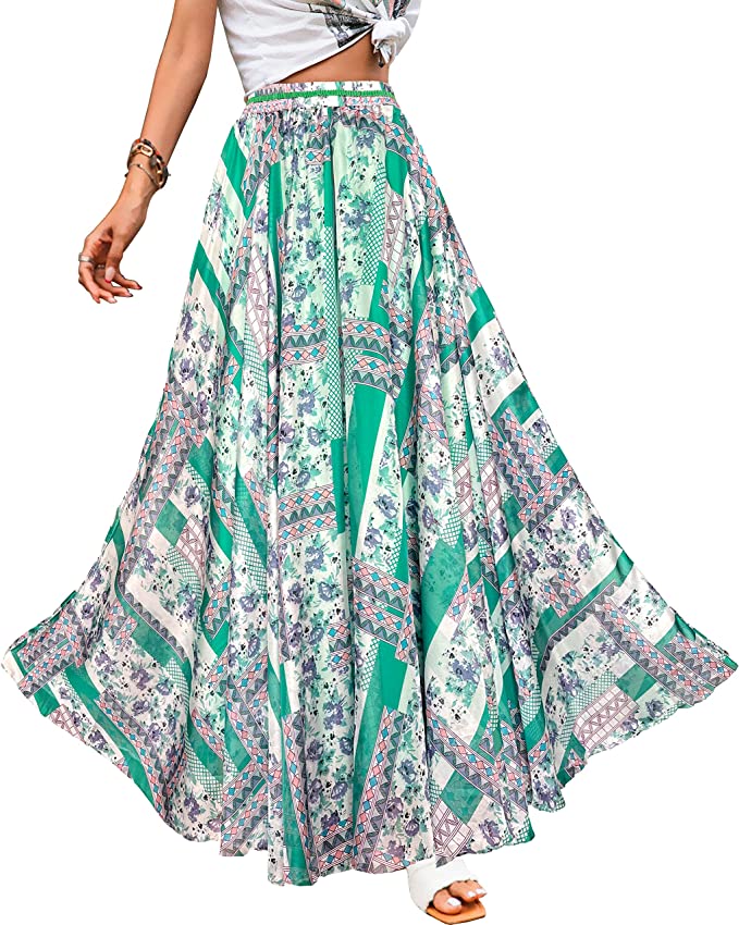 Afibi Women Full/Ankle Length Blending Maxi Chiffon Long Skirt Beach Skirt