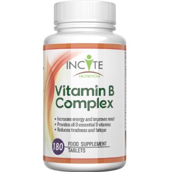 Vitamin B Complex High Strength - 180 Small 6mm Tablets 100 Money Back Guarantee 6 Month Supply UK MANUFACTURED Contains All 8 B Vitamins With B1 B2 B3 B4 B5 B6 B7 Biotin B9 Folic Acid and B12 Methylcobalamin - Suitable for Men and Women  One Per Day Supplements All B Vitamins - This Everyday B Complex Supplement will Increase Energy and De- Stress Thyroid Support