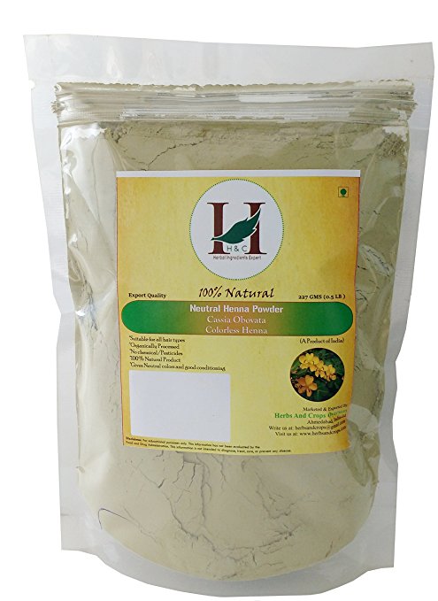 H&C 100% Pure Natural Organically Grown Neutral Henna Powder / Colorless Henna / Senna Powder / Cassia Obovata (227g / (1/2 lb) / 8 ounces) For conditioning your hair without coloring.