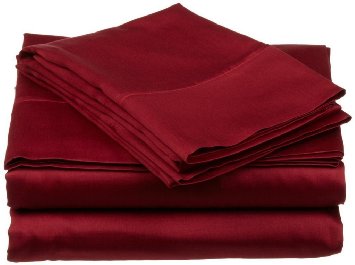 4 Piece Bed Sheets Set Hotel Quality Bamboo Bland, Luxurious, Breathable, Comfortable, Soft & Highly Durable, Flat Sheet, Fitted Sheet and 2 Pillow cases - By Alurri (Queen, Burgundy)
