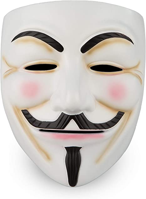 DA-HAPPY-DA V for Vendetta Mask Halloween Cosplay Mask Anonymous Hacker Resin Masks White